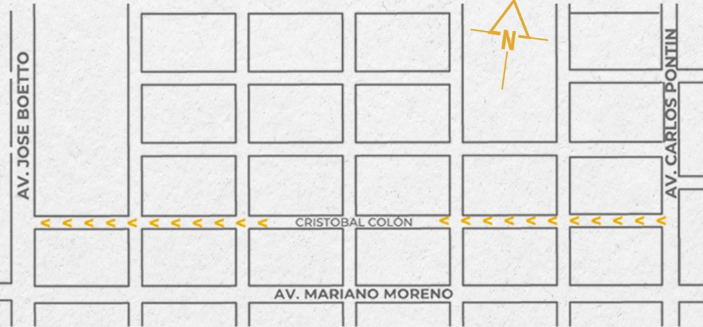 Calle Colón: será mano única entre las avenidas Pontín y Boetto