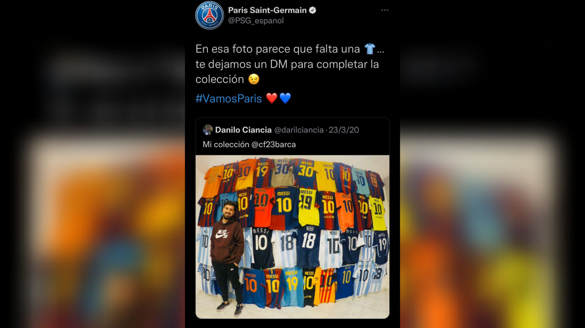 El PSG le prometió a Danilo Ciancia, la camiseta de Messi